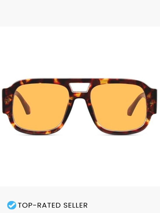 Square Aviator Sunglasses Retro Chunky Double Bridge Flat Top Y2K Shades